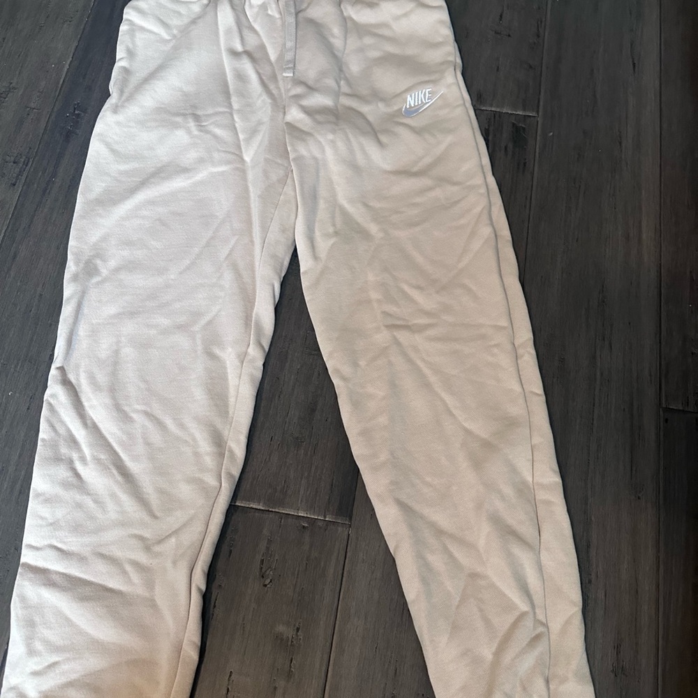 Nike Cream Track Pants with Breathable Fabric and Elastic Waistband